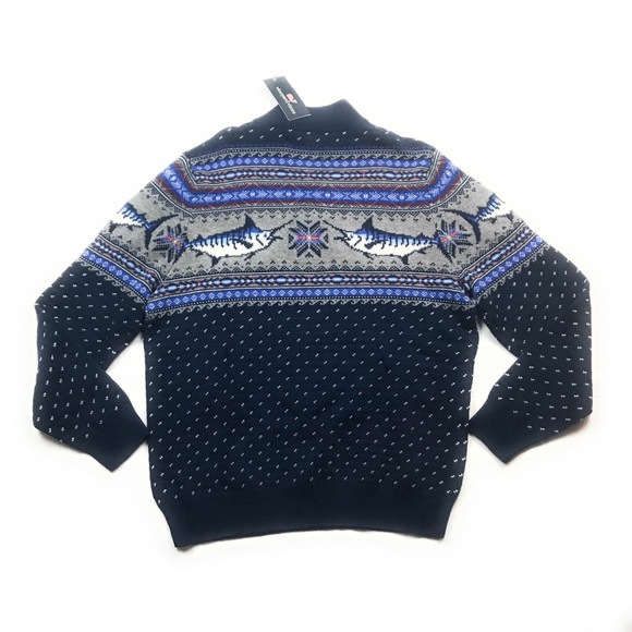 Vineyard Vines Zip Wool Blend Marlins Knit Sweater - Picture 7 of 8